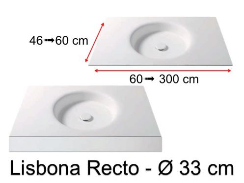 Tiefgezogenes Waschbecken, hngend oder eingebaut, aus Solid-Surface - LISBONA RECTO 33