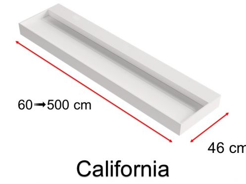 Waschtischplatte, Ablaufrinne, hngend oder freistehend, aus Solid-Surface - CALIFORNIA