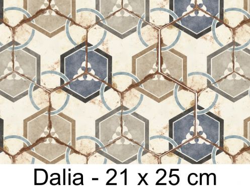 Bohemia Dalia - 21 x 25 cm - Boden- und Wandfliesen, sechseckiges matt gealtertes Finish