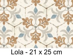 Bohemia Lola - 21 x 25 cm - Boden- und Wandfliesen, sechseckiges matt gealtertes Finish