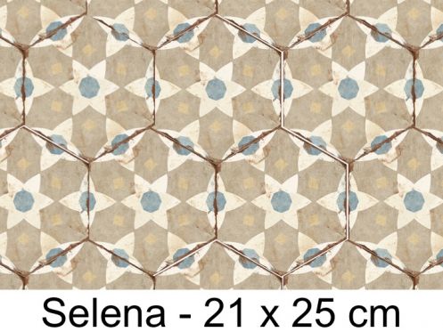 Bohemia Selena - 21 x 25 cm - Boden- und Wandfliesen, sechseckiges matt gealtertes Finish