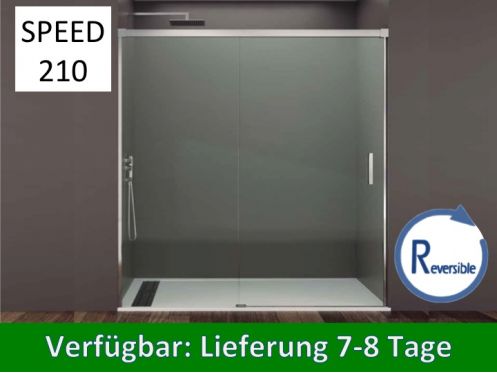 Schiebeduscht�r, 135 x 195 cm, festes Glas mit Schiebet�r - SPEED 210
