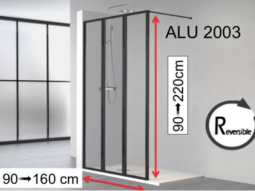 Feste Wand, schwarzes Aluminiumprofil - ATELIER ALU 2003