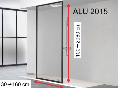 Duschwand, schwarzes Aluminiumprofil - fester Boden / Decke - ATELIER FN 2015