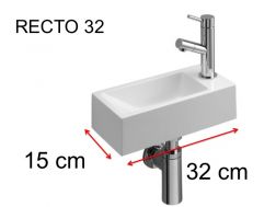 Waschbecken, 15 x 32 cm, Hahn rechts - RECTO 32 A