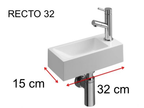 Waschbecken, 15 x 32 cm, Hahn rechts - RECTO 32 A