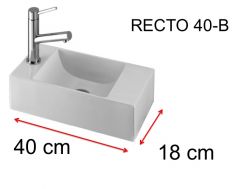 Rechteckiges Handwaschbecken, 18x40 cm, Hahn links - RECTO 40 B