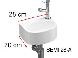 Waschbecken, 20x28 cm, Hahn rechts - SEMI 28 A