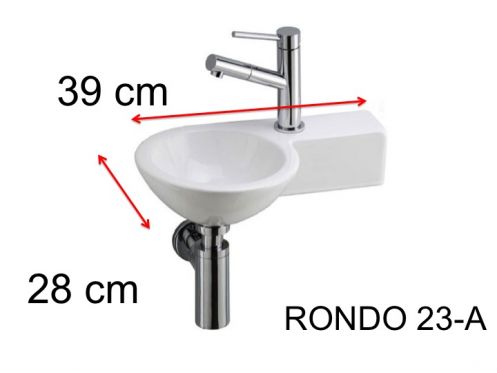 Rundes Handwaschbecken, 23 x 39 cm, Keramik, hngend - RONDO 23