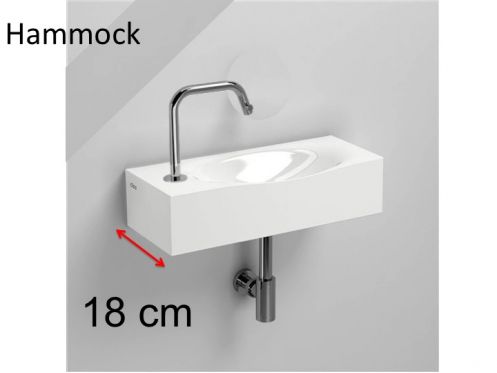 Design-Handwaschbecken, 18 x 65 cm, Armatur links - HAMMOCK 65