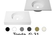 Runde Waschtischplatte 120 x 50 cm, hängend oder stehend - TONDA Ø 31