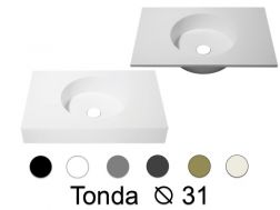 Runde Waschtischplatte 120 x 50 cm, hängend oder stehend - TONDA Ø 31