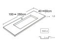Doppelwaschtischplatte, 50 x 100 cm, hngend oder versenkt, aus Mineralharz - OBA 90