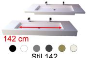 Doppelwaschtischplatte, 50 x 180 cm, hängend oder versenkt, aus Mineralharz - STIL 142