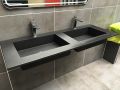 Doppelwaschtischplatte, 50 x 190 cm, hngend oder versenkt, aus Mineralharz - DOUBLE STIL 45 AT