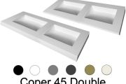 Doppelwaschbecken, 50 x 190 cm, hängend oder versenkt - DOUBLE COPER 45