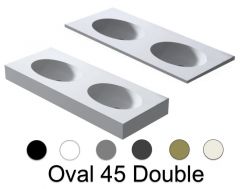Doppelwaschtischplatte, 121 x 46 cm, Ovale Schale, hängend oder versenkt - OVAL 45 Double