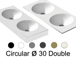 Doppelwaschtischplatte, 121 x 46 cm, hängend oder einbauend, rund - CIRCULAR 30 Double