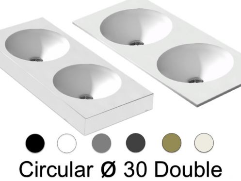 Doppelwaschtischplatte, 121 x 46 cm, hngend oder einbauend, rund - CIRCULAR 30 Double