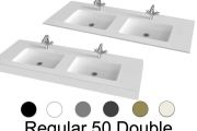 Double wash basin top, 190 x 46 cm, suspended or recessed - REGULAR 50 DOUBLE