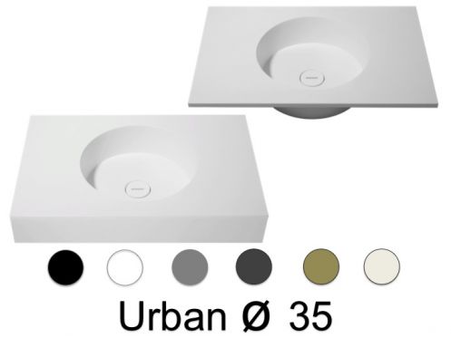 Waschtischplatte, 120 x 46 cm, h�ngend oder stehend, runde Form - URBAN �35