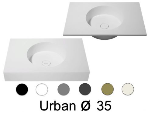 Waschtischplatte, 120 x 46 cm, hngend oder stehend, runde Form - URBAN 35