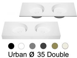 Doppelwaschtischplatte, 100 x 46 cm, hängend oder stehend, runde Form - URBAN Ø35 DOUBLE