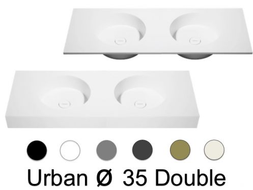 Doppelwaschtischplatte, 100 x 46 cm, hngend oder stehend, runde Form - URBAN 35 DOUBLE