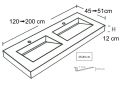 Doppelwaschtischplatte, 120 x 50 cm, Waschbecken Waschbecken - COSMO 50 Double