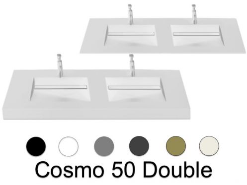 Doppelwaschtischplatte, 130 x 50 cm, Waschbecken Waschbecken - COSMO 50 Double