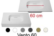 Design-Waschtischplatte, 120 x 50 cm, hängend oder stehend, aus Mineralharz - VENTO 60