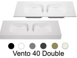 Doppelwaschtischplatte, 100 x 50 cm, hängend oder Tischplatte, aus Mineralharz - VENTO 40 DOUBLE
