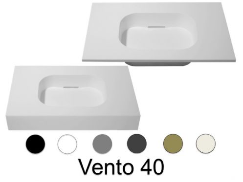 Design-Waschtischplatte, 80 x 50 cm, h�ngend oder stehend, aus Mineralharz - VENTO 40