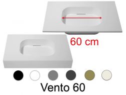 Design-Waschtischplatte, 80 x 50 cm, hängend oder stehend, aus Mineralharz - VENTO 60