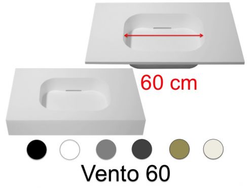 Design-Waschtischplatte, 80 x 50 cm, h�ngend oder stehend, aus Mineralharz - VENTO 60