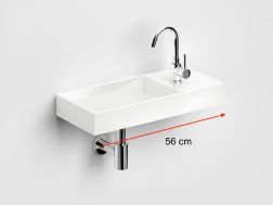 Waschbecken, 56 x 24 cm,  gerade Armatur - MINI WASH ME 56 RIGHT