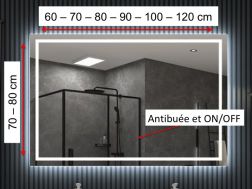 Rechteckiger Spiegel, Frontbeleuchtung, Sensor: Antibeschlag und EIN/AUS - OBIDOS