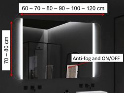 Rechteckiger Spiegel, Frontbeleuchtung, einstellbare LED-Farbe - ACORES