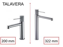 Design-Waschtischarmatur, Mischer, Höhe 200 und 322 mm - TALAVERA CHROME