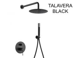 Eingebaute Dusche, Mixer, runde Regenhülle Ø 25 cm - TALAVERA BLACK