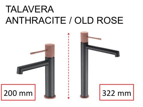 Design-Waschtischarmatur, Mischer, Hhe 200 und 322 mm - TALAVERA ANTHRACITE / OLD ROSE