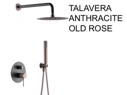 Eingebaute Dusche, Mixer, runde Regenhülle Ø 25 cm - TALAVERA ANTHRACITE / OLD ROSE 