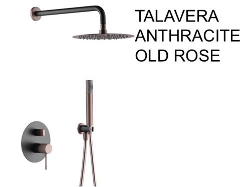 Eingebaute Dusche, Mixer, runde Regenh�lle � 25 cm - TALAVERA ANTHRACITE / OLD ROSE 