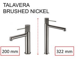 Design-Waschtischarmatur, Mischer, Höhe 200 und 322 mm - TALAVERA BRUSHED NICKEL