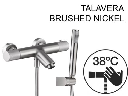 Badewanne-Mischbatterie mit Dusche, Thermostat - TALAVERA BRUSHED NICKEL 