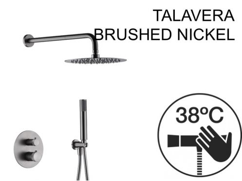 Einbau-Dusch-, Thermostat- und Regenduschkopf � 25 cm - TALAVERA BRUSHED NICKEL 