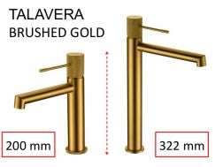 Design-Waschtischarmatur, Mischer, Höhe 200 und 322 mm - TALAVERA BRUSHED GOLD
