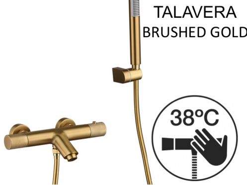 Badewanne-Mischbatterie mit Dusche, Thermostat - TALAVERA BRUSHED GOLD 