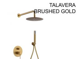 Eingebaute Dusche, Mixer, runde Regenhülle Ø 25 cm - TALAVERA BRUSHED GOLD