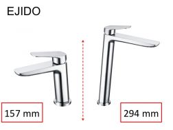 Design-Waschtischarmatur, Mischer, Höhe 157 und 294 mm - EJIDO CHROME